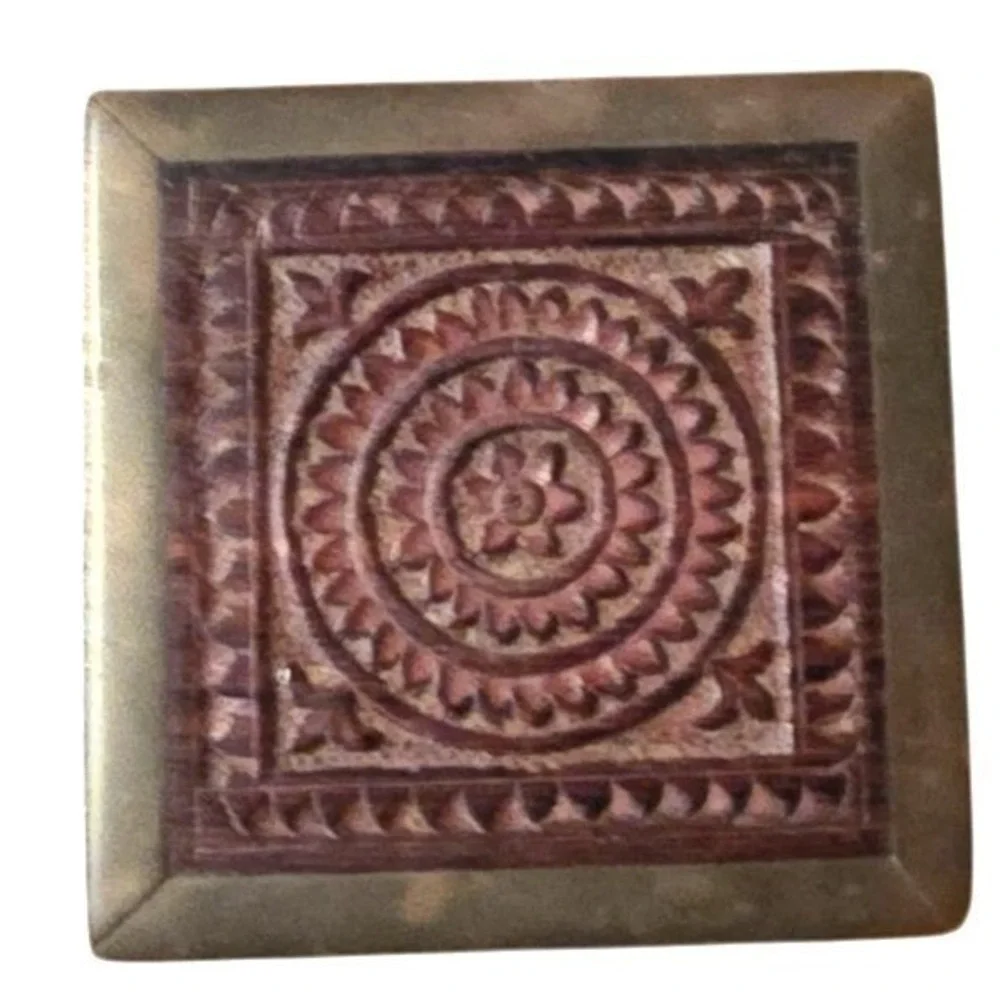 Vintage Trinket Box Hand Carved Wooden 3